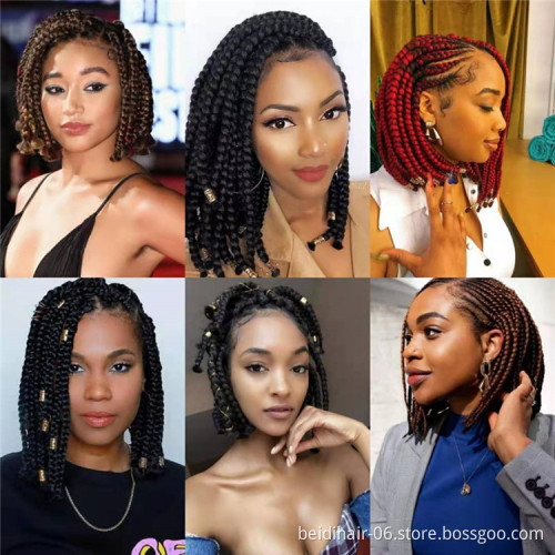 Classic Thick Box Braids Crochet Hair Preloop Braiding Hair Synthetic Extension 14inch Bob Braids